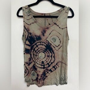 Reverse tye dyed tank top, size Large. Black, gray, and brown